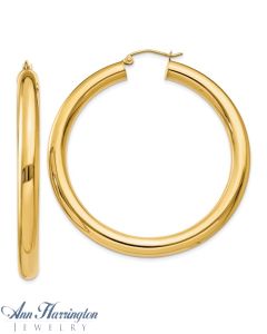 14k Yellow Gold 5 mm x 50 mm Round Tube Hoop Earrings