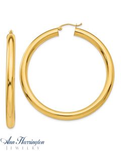 14k White or Yellow Gold 5 mm x 55 mm Round Tube Hoop Earrings
