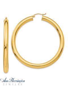 14k White or Yellow Gold 5 mm x 55 mm Round Tube Hoop Earrings
