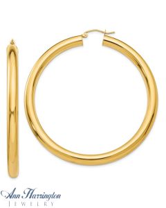 14k Yellow Gold 5 mm x 60 mm Round Tube Hoop Earrings
