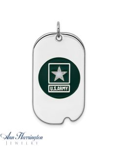 Classic Sterling Silver Rhodium-plated US Army Star Military Dog Tag