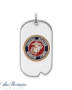 Sterling Silver Rhodium-plated US Marine Corp Military Dog Tag