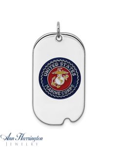 Sterling Silver Rhodium-plated US Marine Corp Military Dog Tag