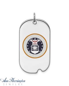 Sterling Silver Rhodium-plated US Air Force Military Dog Tag