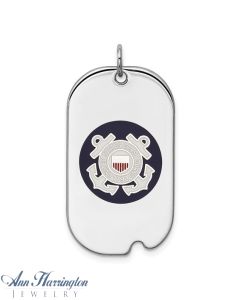 Sterling Silver Rhodium-plated US Coast Guard Military Dog Tag