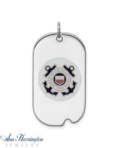 Sterling Silver Rhodium-plated US Coast Guard Military Dog Tag