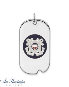 Sterling Silver Rhodium-plated US Coast Guard Military Dog Tag