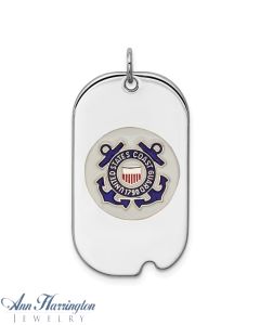 Sterling Silver Rhodium-plated US Coast Guard Military Dog Tag
