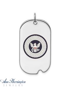 Sterling Silver Rhodium-plated US Navy Military Dog Tag 