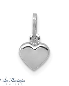14k White Gold 7x6 mm 3-D Heart Pendant