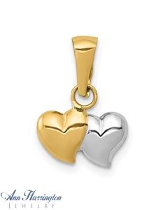 14k 2-Tone Gold 9x11 mm Double Heart Pendant