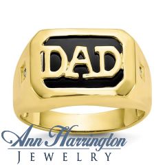 10k Yellow Gold Men's Diamond and Black Onyx DAD Ring