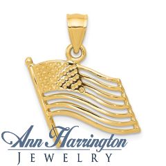 14K American Flag Pendant