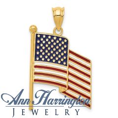 14k Enameled Flag Pendant
