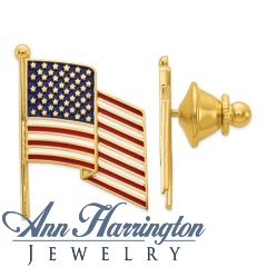 14k Enameled Flag Pin Charm