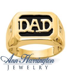 14k .04 ct tw Diamond Men's Onyx Dad Ring